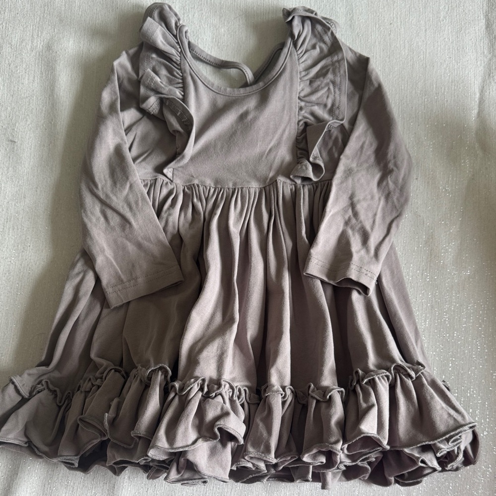 Adorable Gray Ruffle Dress for Kids